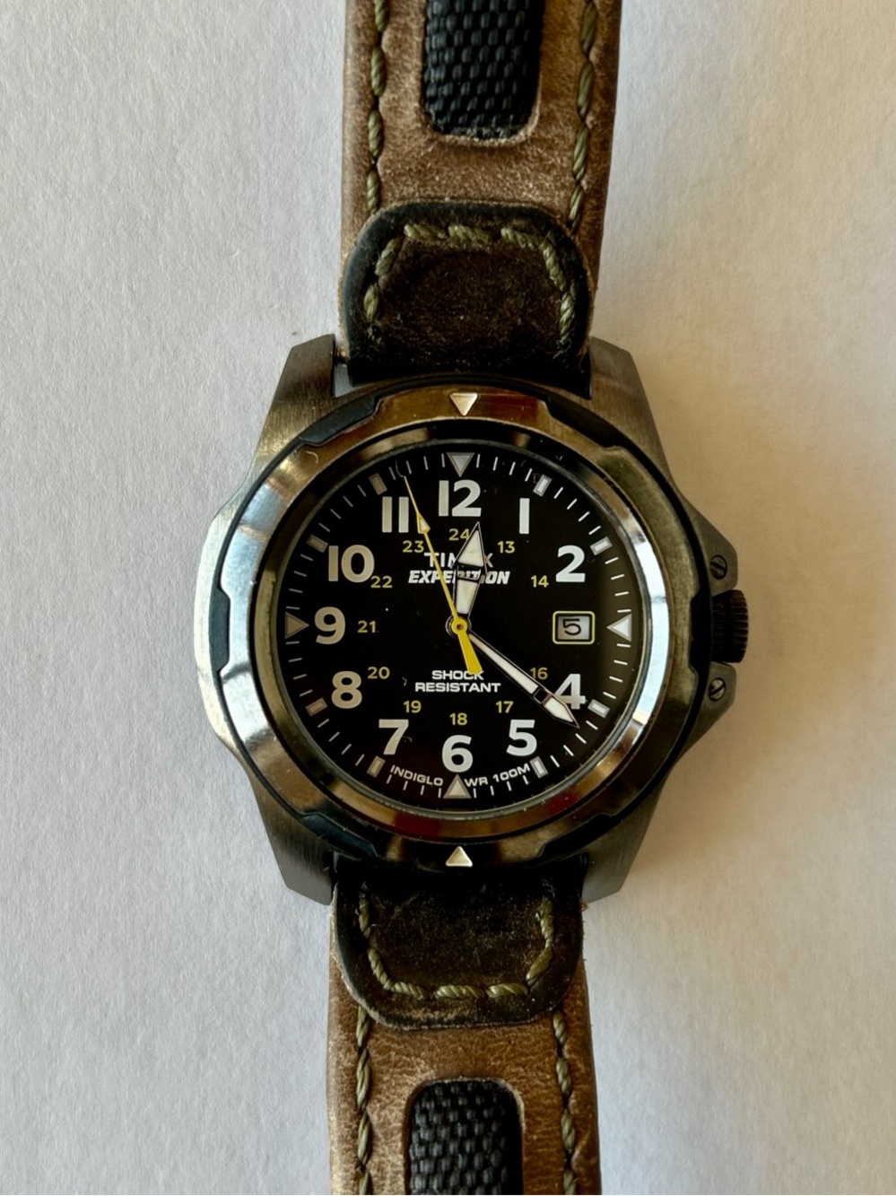 Timex Black Dial Watch with Brown Leather Strap